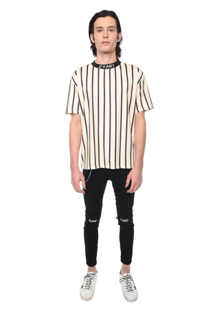 STRIPED TEE WITH PRINTED RIB - ZYARI