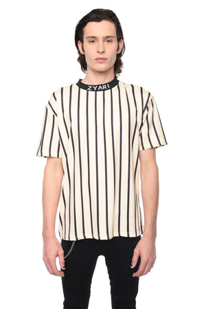 STRIPED TEE WITH PRINTED RIB - ZYARI