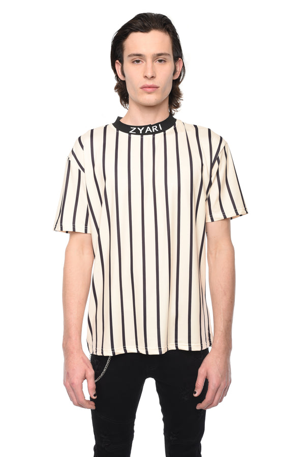 STRIPED TEE WITH PRINTED RIB - ZYARI