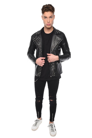 FAUX LEATHER JACKET WITH STUDS - BLACK - ZYARI