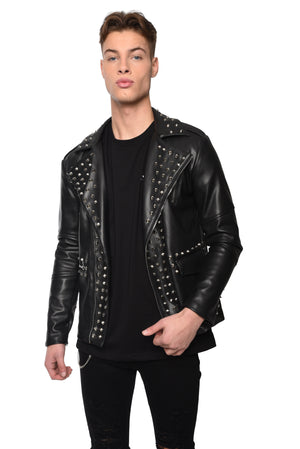 FAUX LEATHER JACKET WITH STUDS - BLACK - ZYARI