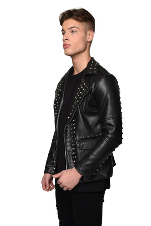 FAUX LEATHER JACKET WITH STUDS - BLACK - ZYARI