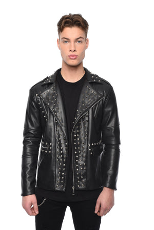 FAUX LEATHER JACKET WITH STUDS - BLACK - ZYARI